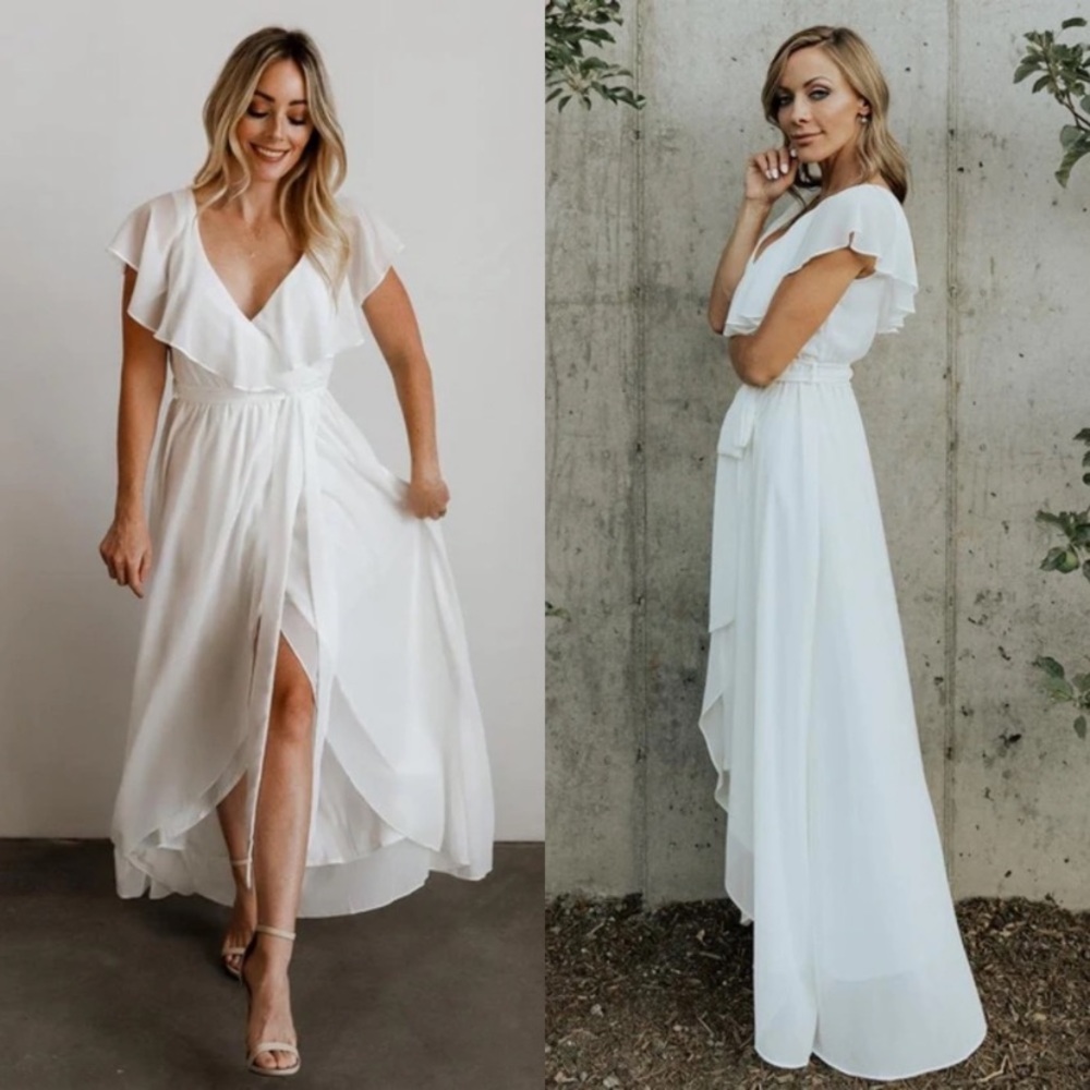 BALTIC BORN Katya Ruffle High Low Maxi Dress in White